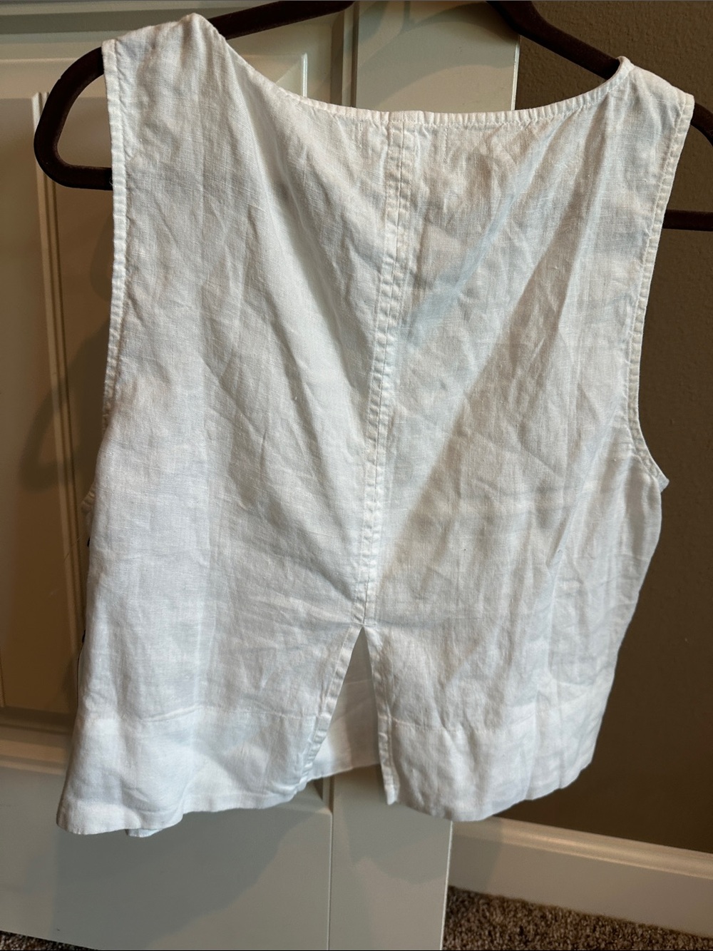 Bella Dahl White Linen Cropped Tank Top - Picture 7 of 8